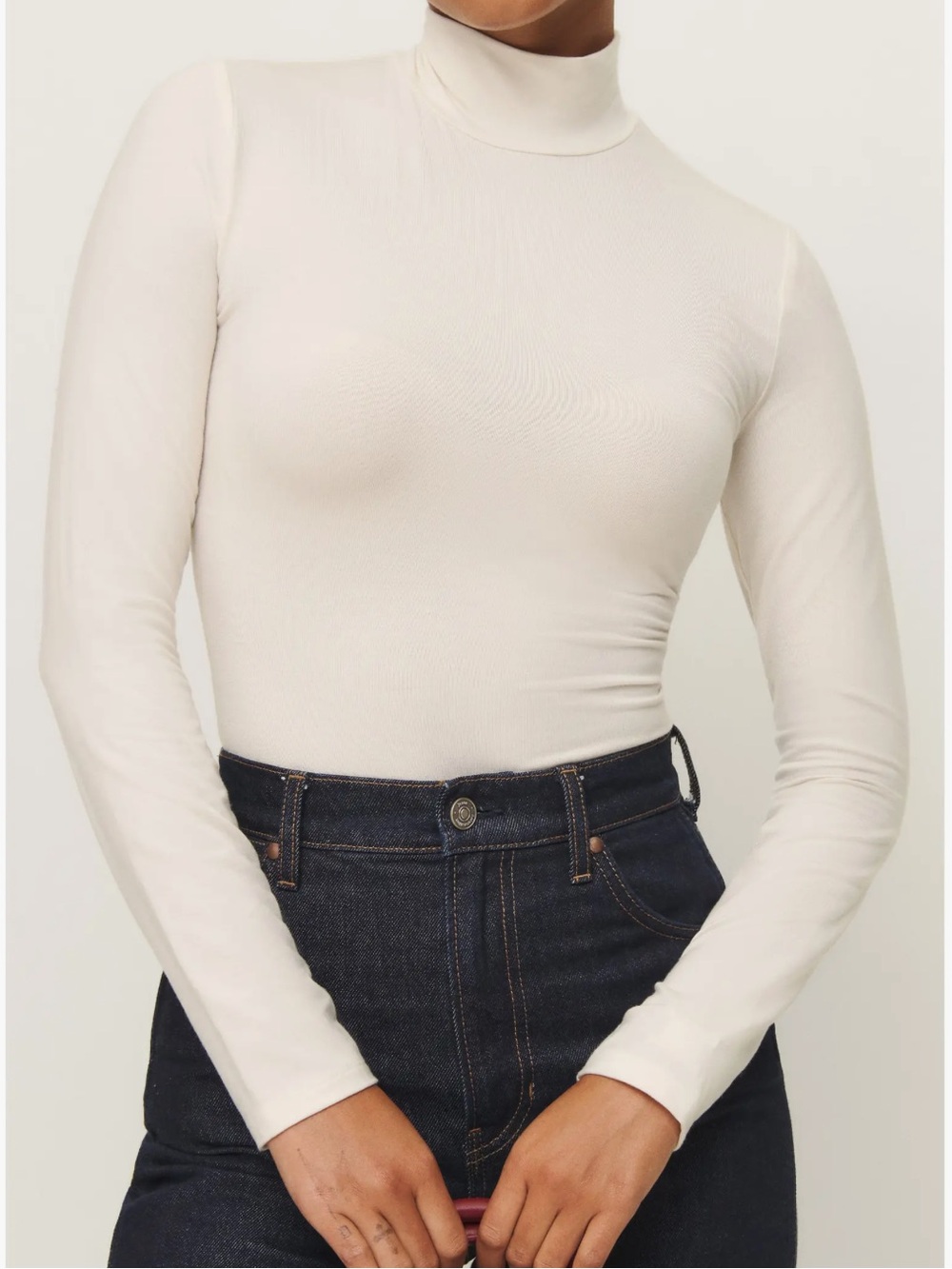 Reformation Jeans Mock Neck Long-Sleeve Top